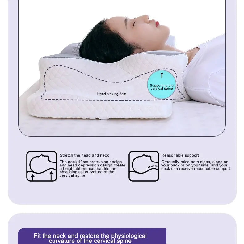 Cervical Memory Foam Pillows Butterfly Shaped Relaxing Cervical Slow Rebound Neck Pillow Pain Relief Sleeping Orthopedic Pillow Beding