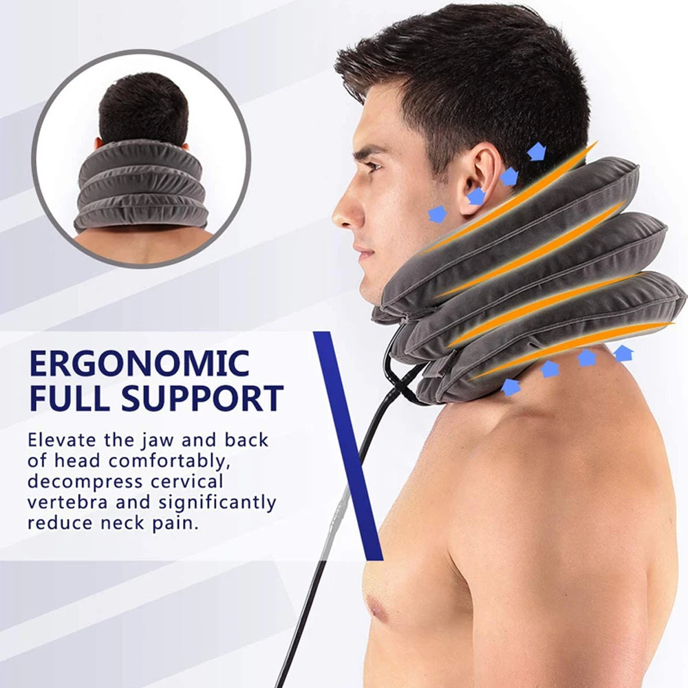 Cervical Neck Traction Device,Relief for Chronic Neck & Shoulder Alignment Pain,Inflatable Neck Stretcher Collar for Home Relief