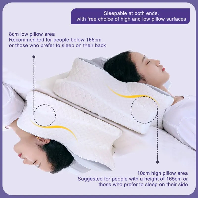 Cervical Memory Foam Pillows Butterfly Shaped Relaxing Cervical Slow Rebound Neck Pillow Pain Relief Sleeping Orthopedic Pillow Beding