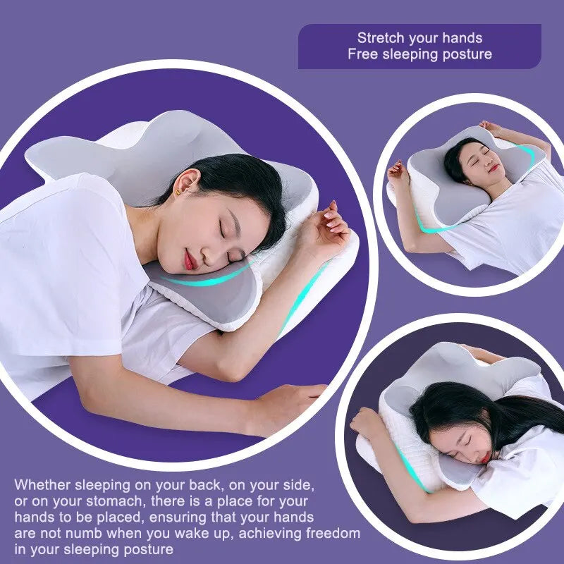 Cervical Memory Foam Pillows Butterfly Shaped Relaxing Cervical Slow Rebound Neck Pillow Pain Relief Sleeping Orthopedic Pillow Beding