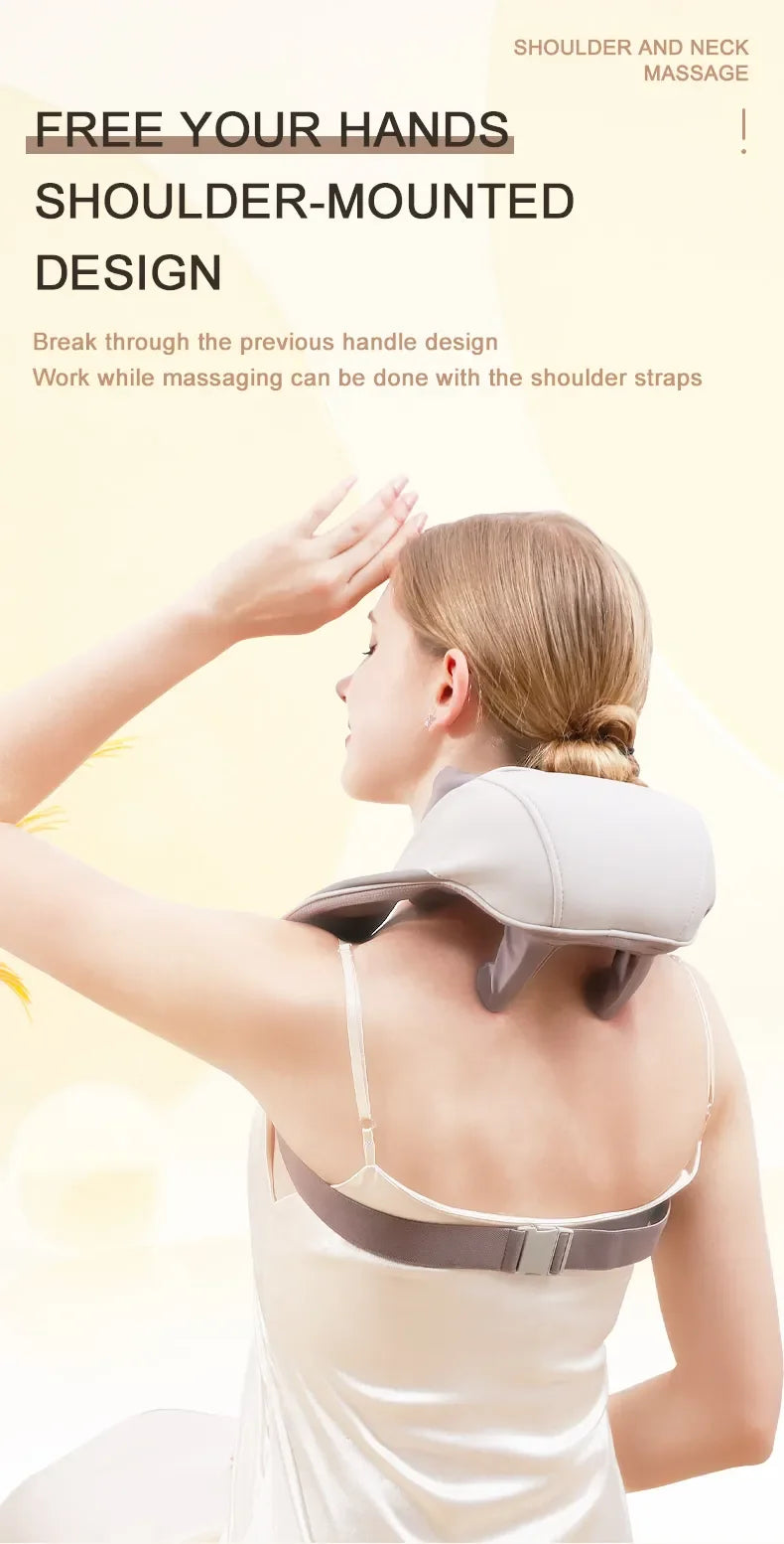 Wireless Electric Shiatsu Neck and Back Massager Soothing Heat Deep Tissue 5D Kneading Massage Pillow Shoulder Leg Body