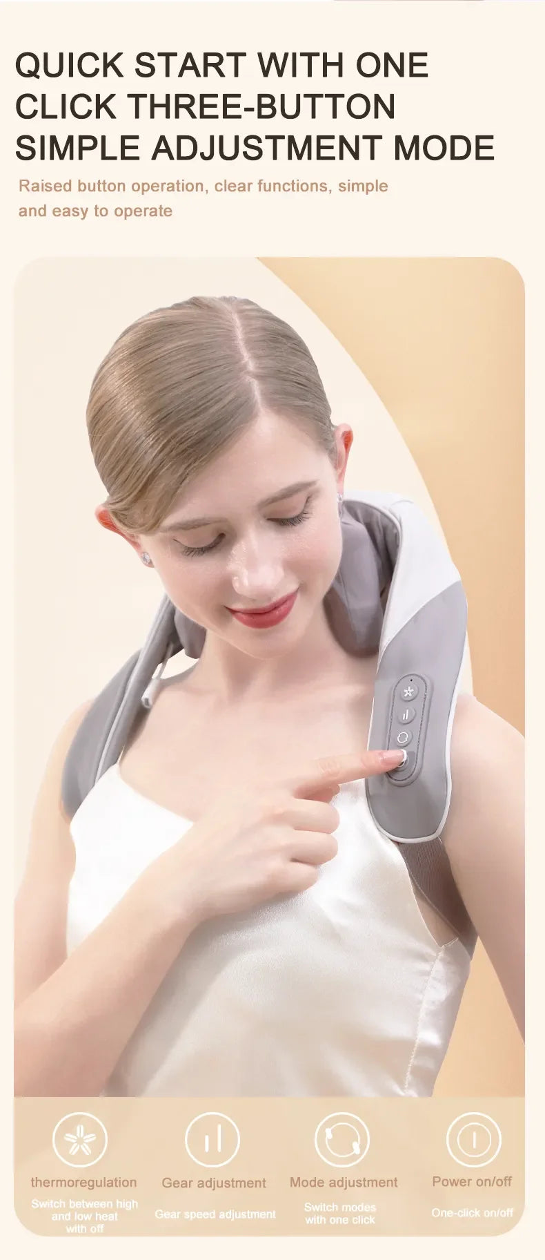 Wireless Electric Shiatsu Neck and Back Massager Soothing Heat Deep Tissue 5D Kneading Massage Pillow Shoulder Leg Body